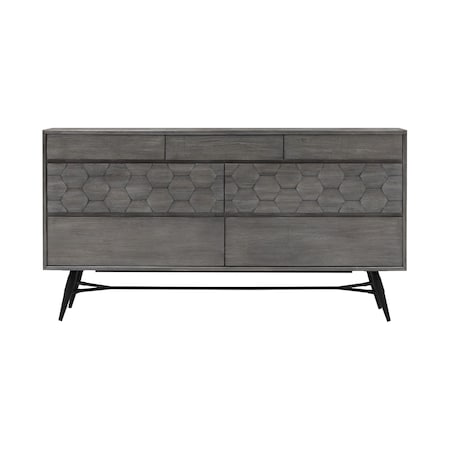 Armen Living Makena 6 Drawer Dresser in Gray Acacia Wood LCMKDRTG